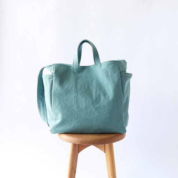 ラフショルダー＊柔らかく体に馴染む２Way大容量（ウォッシュブルー） 3枚目の画像