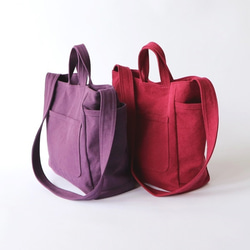 ラフショルダー＊柔らかく体に馴染む２Way大容量（ボルドー、パープル） 2枚目の画像