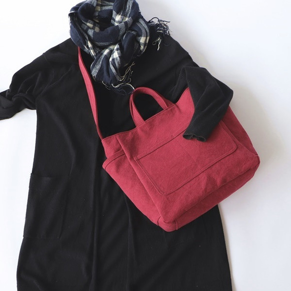 ラフショルダー＊柔らかく体に馴染む２Way大容量（ボルドー、パープル） 8枚目の画像