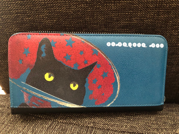 黒猫長財布 2枚目の画像