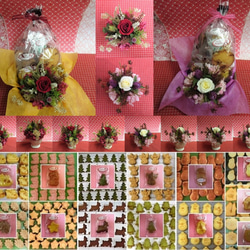 薔薇のプリザーブドフラワーと千日紅を使ったアレンジと冬の焼き菓子２袋のギフトセット 8枚目の画像