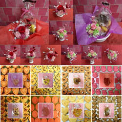 ドライフラワーテイストと薔薇のプリザーブドフラワーアレンジとハートの焼き菓子2袋のギフトセット 3枚目の画像