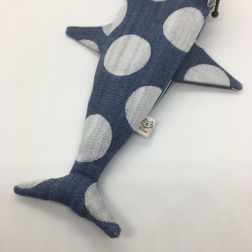 ペンケース くじらポーチ 水色ドット柄□クジラポーチ ポーチ asuasu