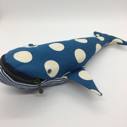 ペンケース くじらポーチ ドット柄ブルー系□クジラポーチ タグ付