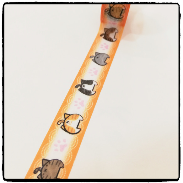 プリケツ猫のマスキングテープ（橙） 3枚目の画像