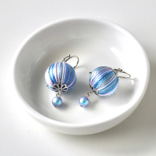 巻き玉ピアス【紫陽花】 ピアス（フック・チェーン） Handmade凜