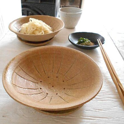 茶化粧土　水切り皿　麺皿 1枚目の画像