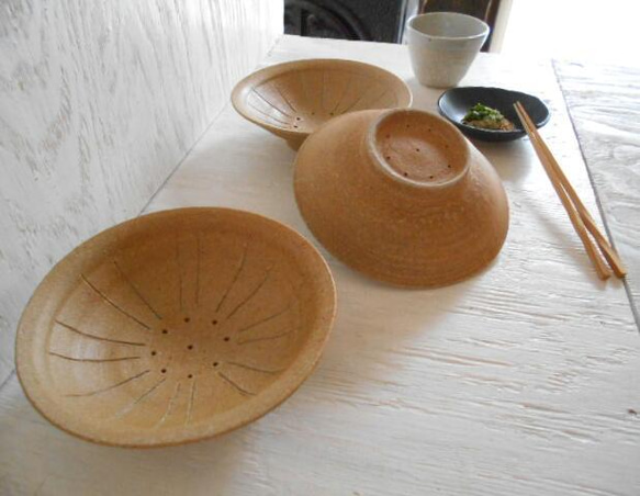 茶化粧土　水切り皿　麺皿 3枚目の画像