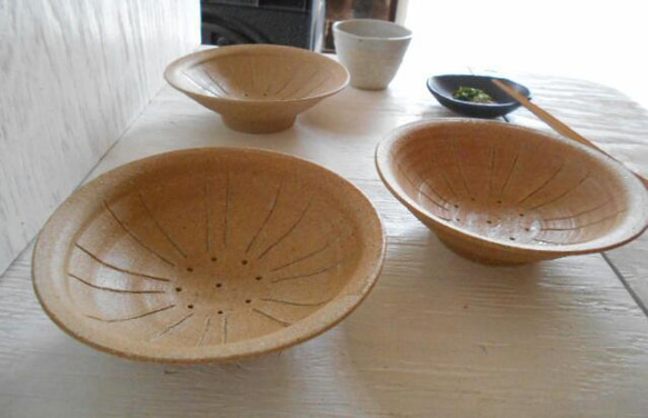 茶化粧土　水切り皿　麺皿 5枚目の画像