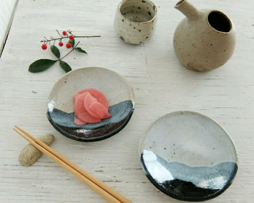 すみ絵豆皿（黒白唐津豆皿）グレー系 薬味皿・豆皿 potari 通販