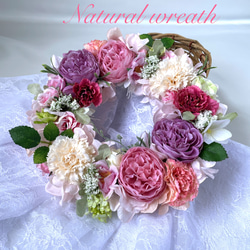 ラナンキュラスとカーネーションのリース【くすみピンク】 リース 花