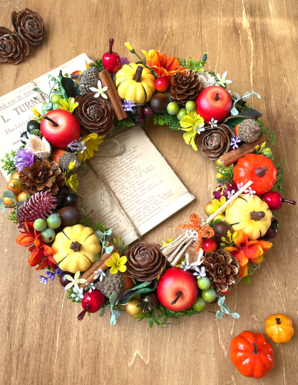 実りの秋＊ハッピーハロウィン＊賑やかリース 2枚目の画像