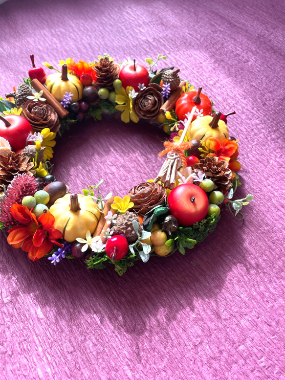 実りの秋＊ハッピーハロウィン＊賑やかリース 4枚目の画像