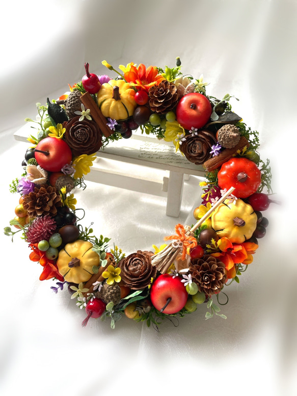 実りの秋＊ハッピーハロウィン＊賑やかリース 6枚目の画像