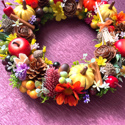 実りの秋＊ハッピーハロウィン＊賑やかリース 8枚目の画像