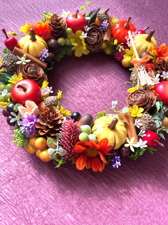 実りの秋＊ハッピーハロウィン＊賑やかリース 8枚目の画像