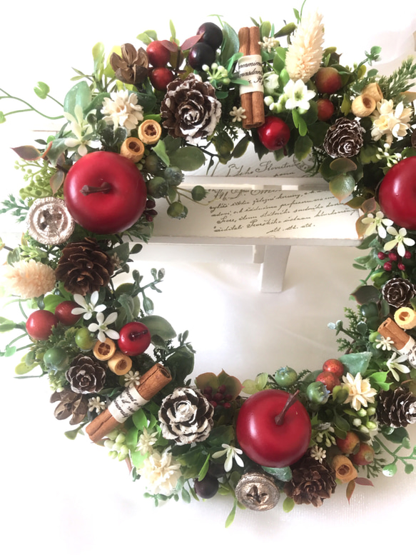 【Creema限定】大人可愛い＊クリスマスリース＊林檎 2枚目の画像
