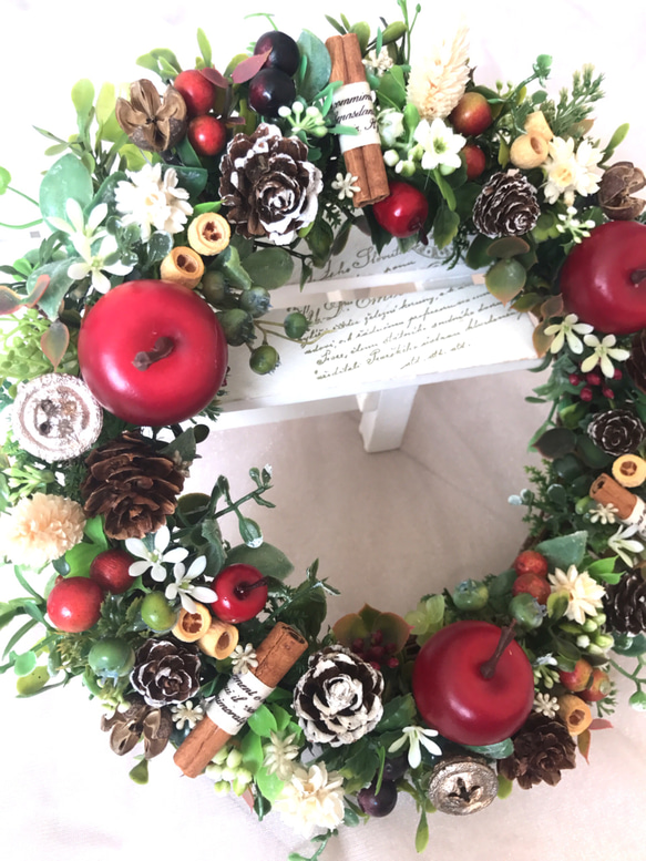 【Creema限定】大人可愛い＊クリスマスリース＊林檎 6枚目の画像