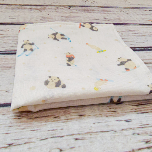 スキーパンダ ダブルガーゼハンカチ 雪山 パンダ 24cm ハンカチ