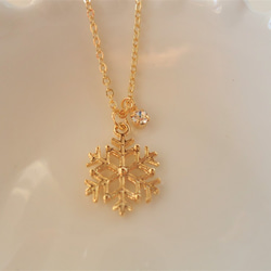 Haru】雪の結晶 ネックレス ゴールド 12㎜□K16GP【アレルギー対応