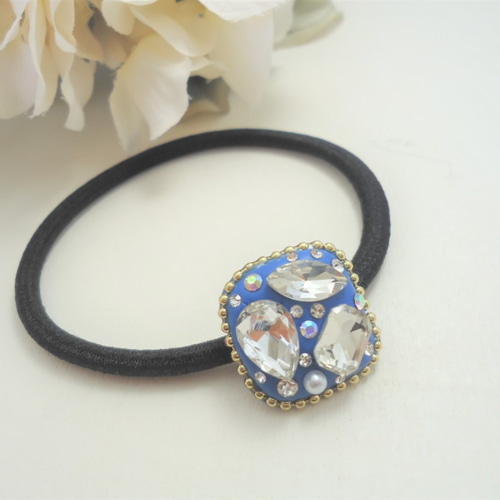 Yumi】グルーデコ・サファイア❤ストーン・パールのヘアアクセサリー  