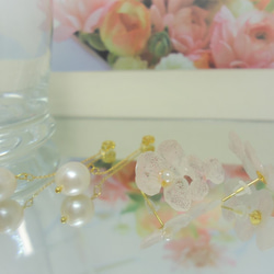 【２way】紫陽花■春■桜■うすピンク・アジサイ■淡水パール使用■ゴールド／シルバー 2枚目の画像