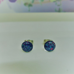 京都オパール☆青☆上品な大人のアクセサリー☆６ｍｍ☆スタッドピアス 1枚目の画像