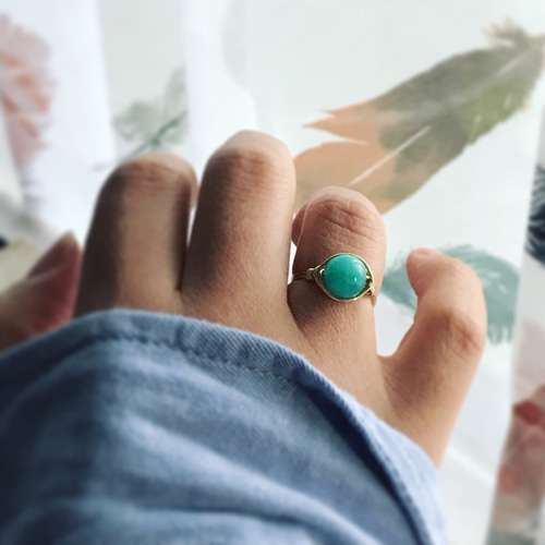 アマゾナイトのワイヤーリング