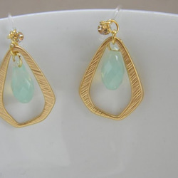 gold＆green　bijou　drop　earring 3枚目の画像