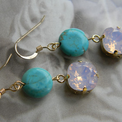 【14kgf】　turquoise　＆　rose　water　opal 3枚目の画像
