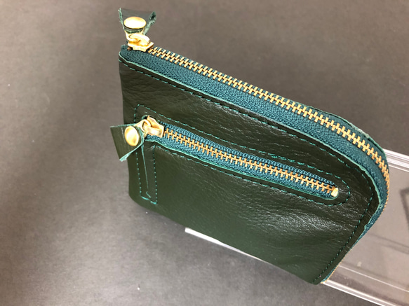 新品　本革レディースミニ財布❤️ダークグリーン 3枚目の画像
