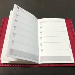 新品　本革手帳カバー付き2021年スケジュール帳　パッションピンク 5枚目の画像
