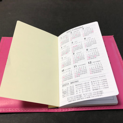 新品　本革手帳カバー付き2021年スケジュール帳　ピンク 3枚目の画像