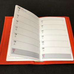 新品　本革手帳カバー付き2021年スケジュール帳　オレンジ色 5枚目の画像