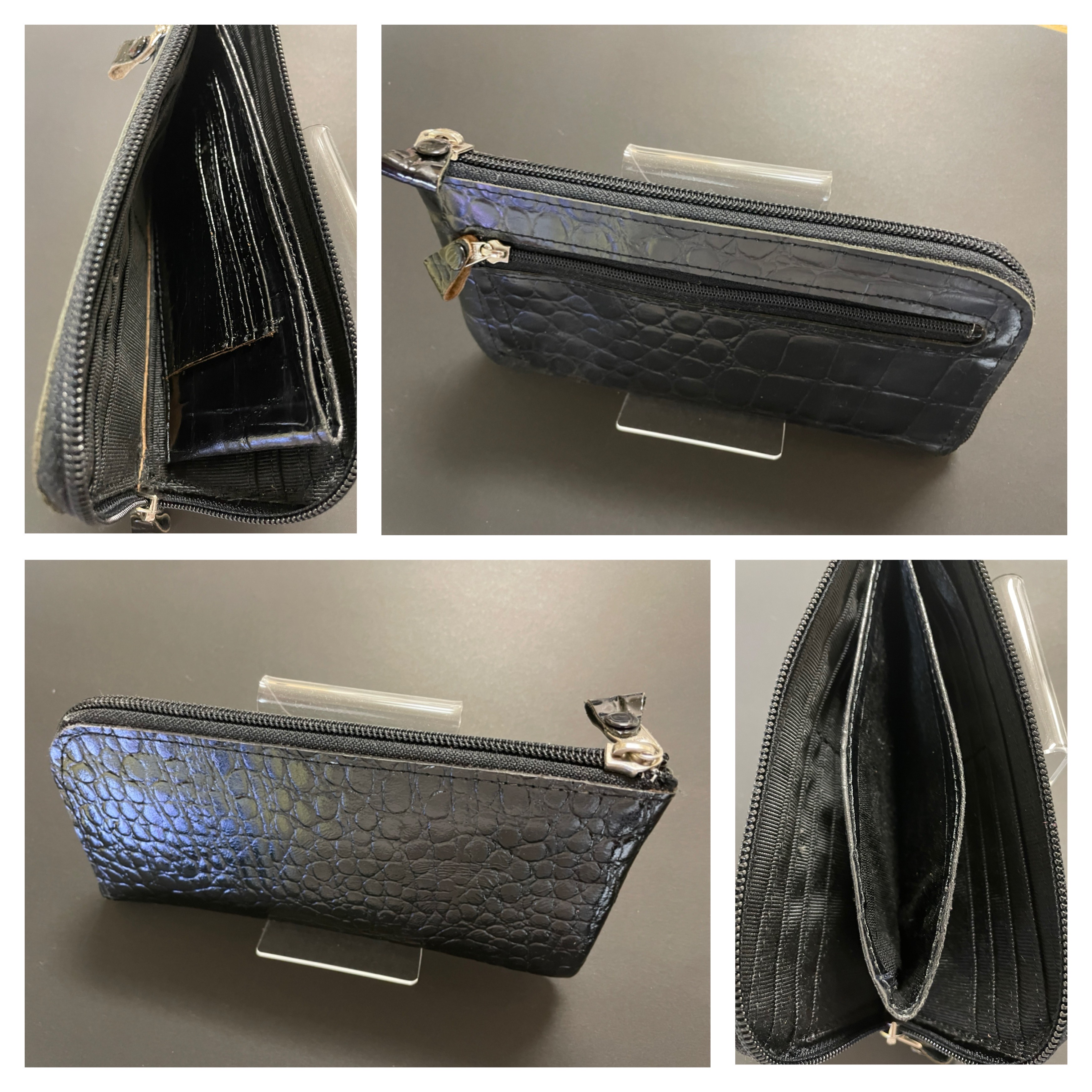 新品　本革ワニ型押し長財布　ブラック