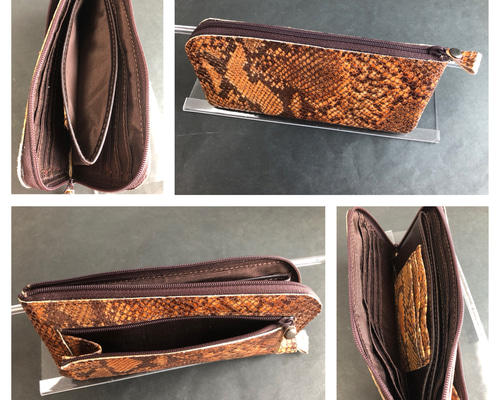 新品 本革 レディース長財布 蛇型押しキャメル 長財布 Tono❤️H 通販