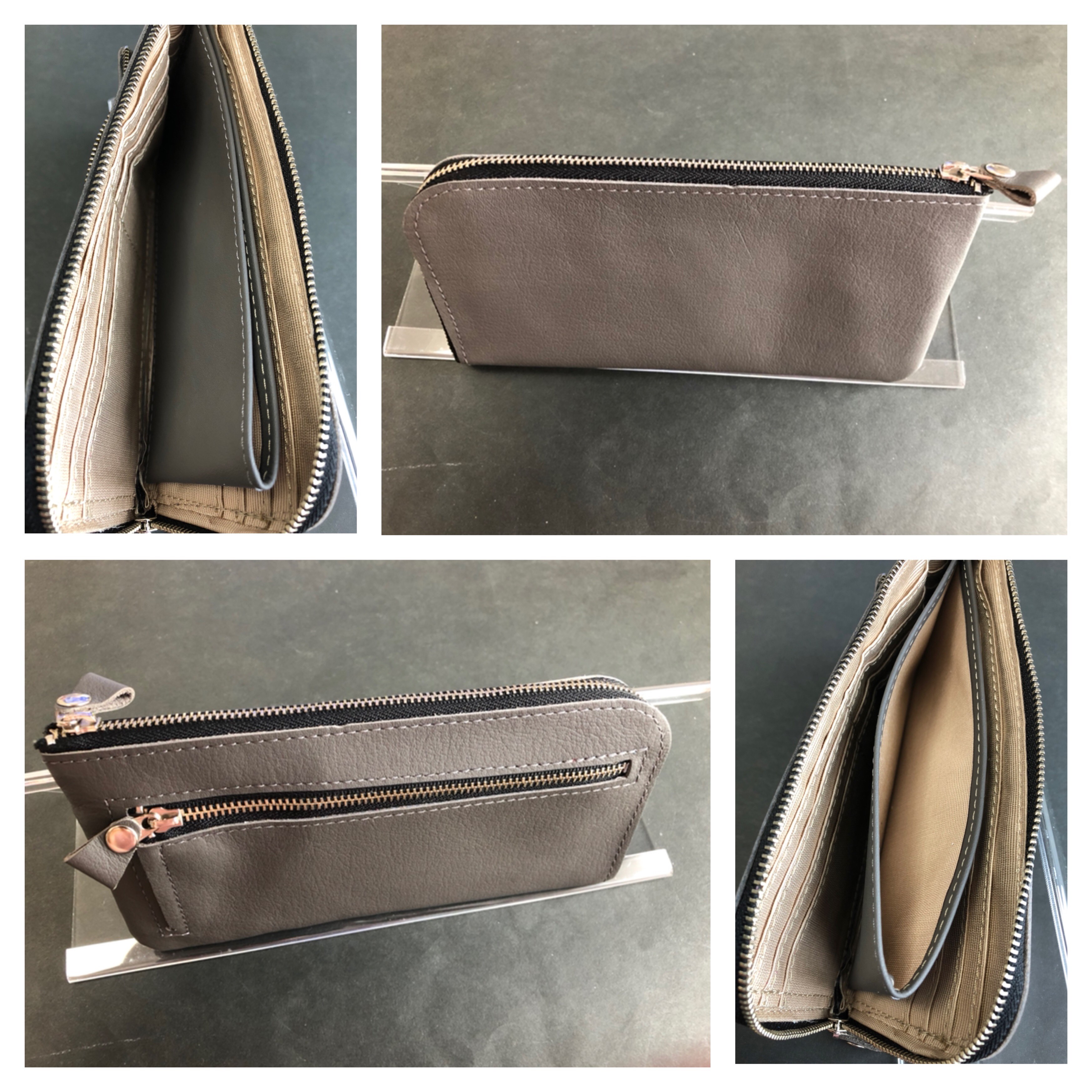 新品 本革メンズ長財布 グレー