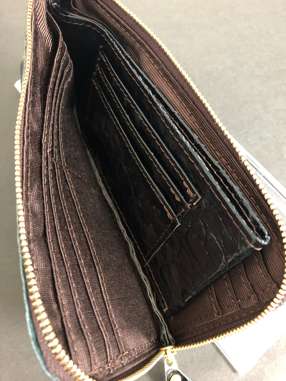 新品　本革長財布⭐️クロコ型押しブラック 5枚目の画像