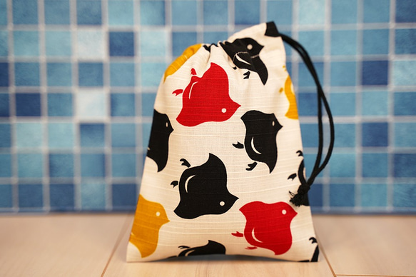 和柄巾着チャーム(パワーストーン入り) 和柄巾着チャーム