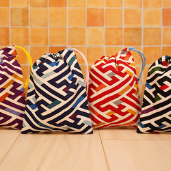 再販】巾着 紗綾形 4点 お得セット （きんちゃく 和柄 さやがた） 巾着