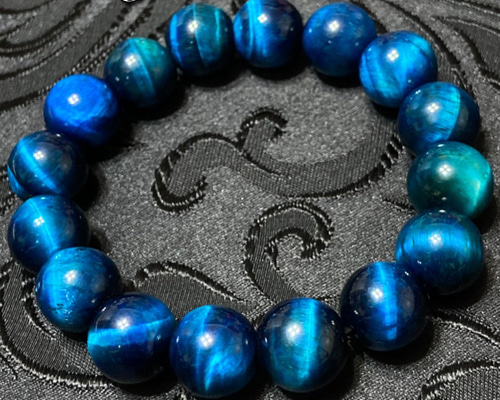 天然石 青色と灰色 8個セット マリンブルータイガーアイ☆天然石ブレスレット【No.338