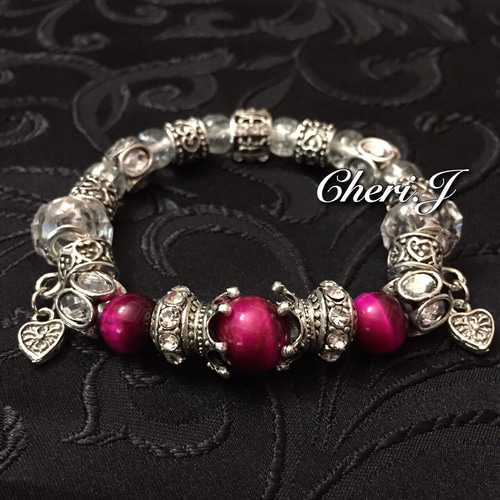 タイガーアイ  薔薇の模様のブレスレット ローズタイガーアイ三色繋ぎブレス(ROSE TIGEREYE): 『岩座