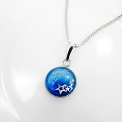 流れ星のネックレス　スカイブルー×オーシャンブルー　シルバー金具 1枚目の画像