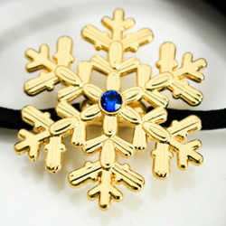 ゴールドの雪の結晶ヘアゴム　選べるスワロフスキーカラー9種類 9枚目の画像