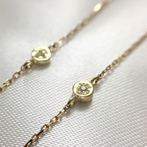 K18YG ダイヤモンド ステーション ネックレス ネックレス