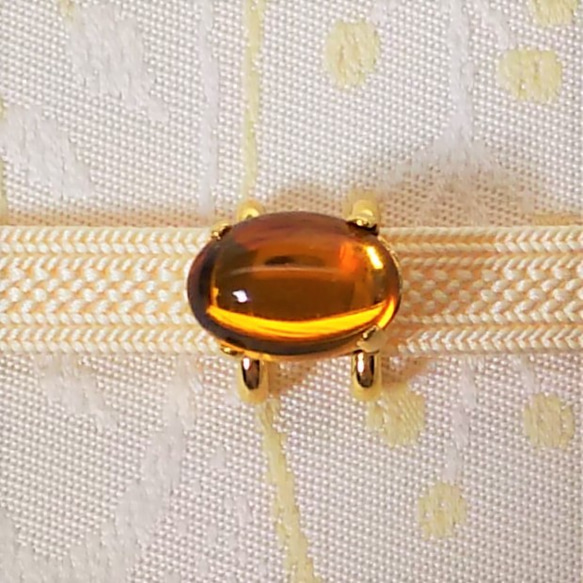 ガラスの帯留　蜂蜜色 2枚目の画像