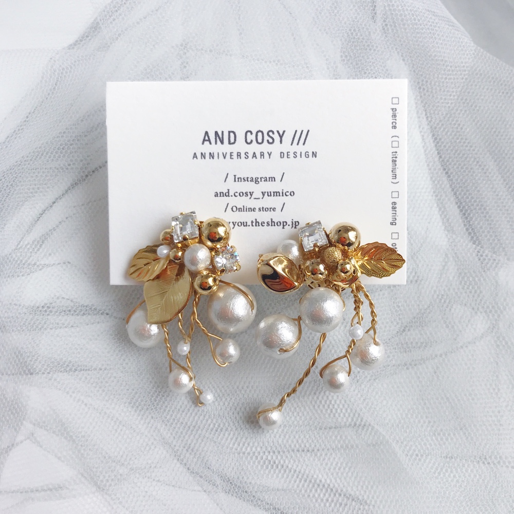 ［予約商品］gold pearl sparkle (ピアス・イヤリング）