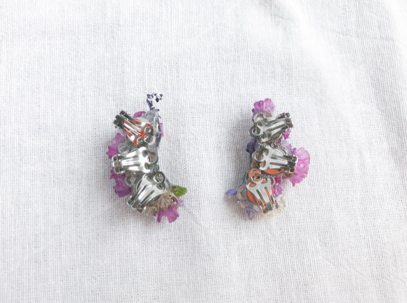 ear bouquet _Wild flowers / purple×pink［イヤリングクリップ］ 6枚目の画像