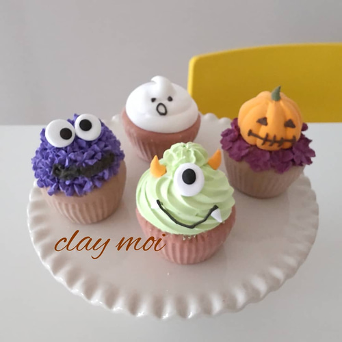 クレイ・ハロウィンカップケーキ(2個セット) その他人形 moi