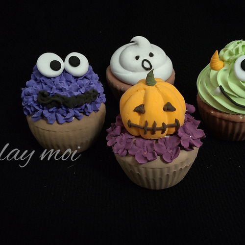 クレイ・ハロウィンカップケーキ(2個セット) その他人形 moi クレイ・ハロウィンカップケーキ(2個セット) その他人形 moi